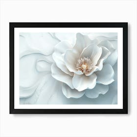 3d White Marble Flower Abstract Art Print