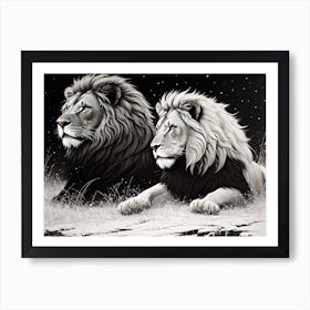 Two Lions Art Print