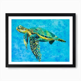 Floating Green Sea Turtle Art Print