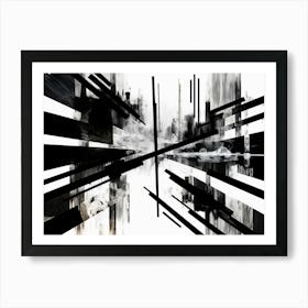 Intersection Abstract Black And White 3 Art Print