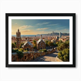 Barcelona Cityscape art 1 Affiche