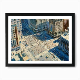 Birds Eye View Capturing The Bustling Metropolis Various Pedestrians Dotted Across The Streets Cr Art Print