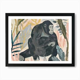 Gorillas Tropical Jungle Illustration 3 Art Print