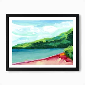 Lush Tropical Beach And Ocean Landscape Art Print