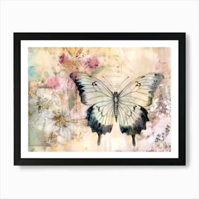 Butterfly And Flowers 3 Art Print