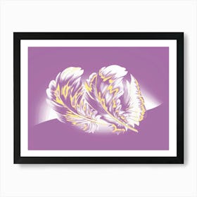 Feathers On Purple Background 1 Art Print