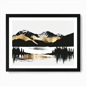 Gold And Black Mountains 15 Art Print