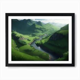 Lush Green Valley View Art Print