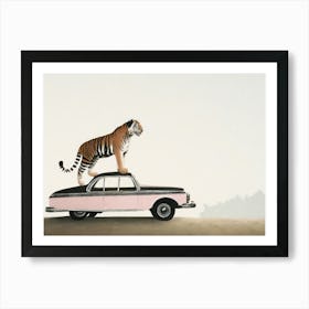 Tiger And The Car Art Print