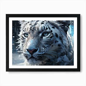 Snow Panther Abstract Beauty Winter Color Painting Art Print