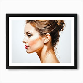 Side Profile Of Beautiful Woman Oil Painting 85 Art Print