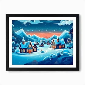 Christmas Winter Village 1 Art Print