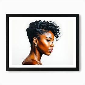 Side Profile Of Beautiful Woman Oil Painting 106 Art Print