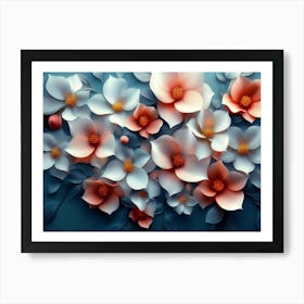 Assorted 3d Flowers in an Abstract Poster