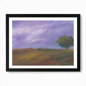 Purple Sky - landscape figurative impressionism nature sky tree hand painted Art Print