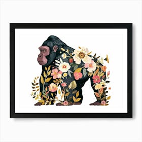 Little Floral Gorilla 1 Art Print