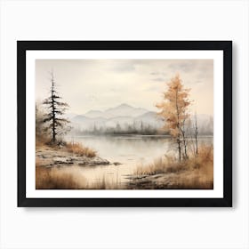 A Painting Of A Lake In Autumn 65 Art Print