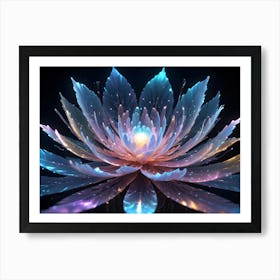 A Close Up, Abstract Representation Of A Glowing, Multi Colored Flower, Resembling A Lotus Or A Cosmic Bloom, Creating A Mystical And Ethereal Scene Art Print