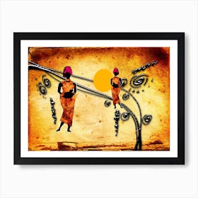 Tribal African Art Illustration In Painting Style 022 Art Print