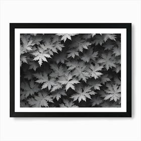 A Close Up Of A Pattern Of Leaves In Black And White Art Print