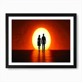 Silhouette Of A Couple 1 Art Print