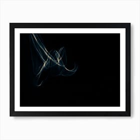 Glowing abstract curved blue and yellow lines 11 Art Print