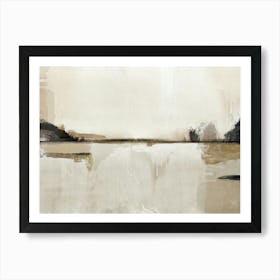 Beige Minimal Textured Horizontal Abstract Art Print