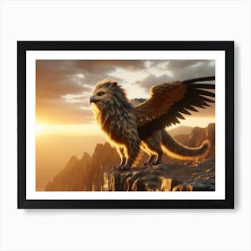 Lion-Bird Throning Fantasy Art Print