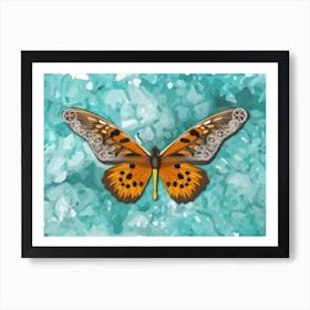 Mechanical Butterfly The African Giant Swallowtail Papilio Antimachus On A Blue Background Art Print