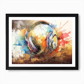 Headphone Art Illustration In A Painting Style 03 Art Print