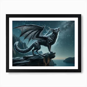 Dark Dragon-Wolf Fantasy Art Print