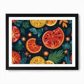 Fruit Slices Seamless Pattern Art Print