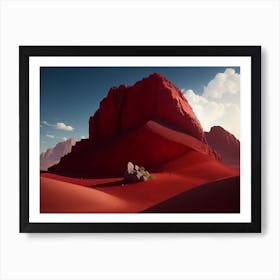 Solitary Rock Mountain In The Crimson Desert Art Print