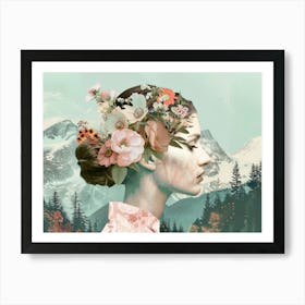 Woman With Flowers In Her Hair 2 Art Print