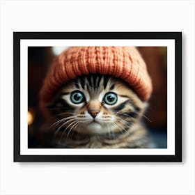 Cute Kitten In Hat Art Print