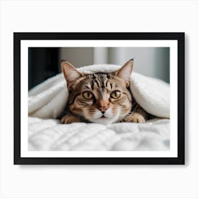 Cat Under Blanket Art Print