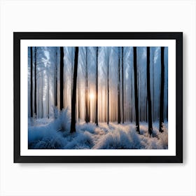 Frost Covered Forest At Dawn Art Print