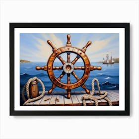 Ship wheel, oil painting 3 Art Print