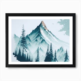 Mountain Background Minimal Landscape Art Very Plain Added Foreground Trees Watercolor Brush 3 20231027113538445 Kkdq Bbkz Art Print