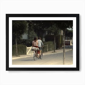 Tandem Ride In Brittany France Green Art Print