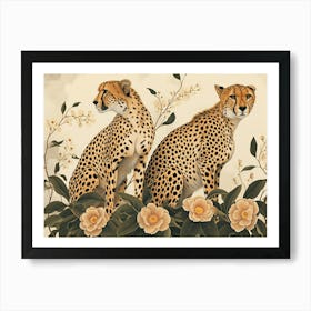 Floral Animal Illustration Cheetah 3 Art Print