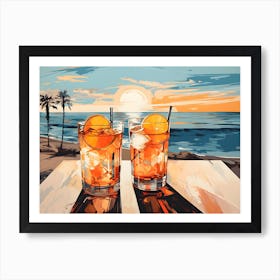 Two Drinks On The Beach Art Print