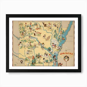 Vintage Arkansas pictorial map Art Print