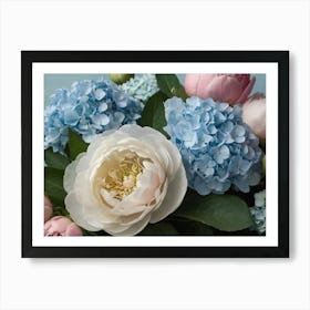 Peonies And Hydrangeas Art Print