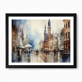 Watercolor Of A City Art Print