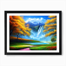 Waterfall Painting 2 Art Print