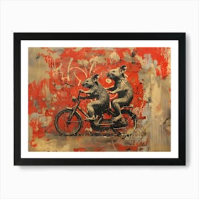 Two Mice On A Bike Art Print