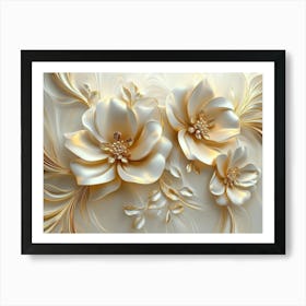 Gold Flowers 26 Art Print