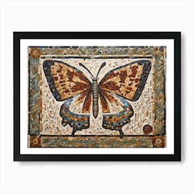 Roman Mosaic Butterfly VI Art Print