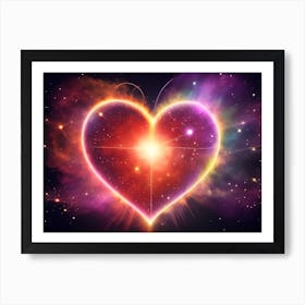 A Colorful Glowing Heart On A Dark Background Horizontal Composition 2 Art Print